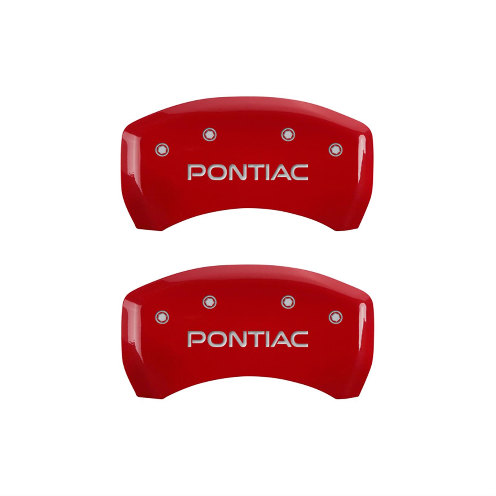 MGP 4 Caliper Covers Engraved Front & Rear 06-09 Pontiac Solstice Red Finish Silver Pontiac Logo thumbnail 2