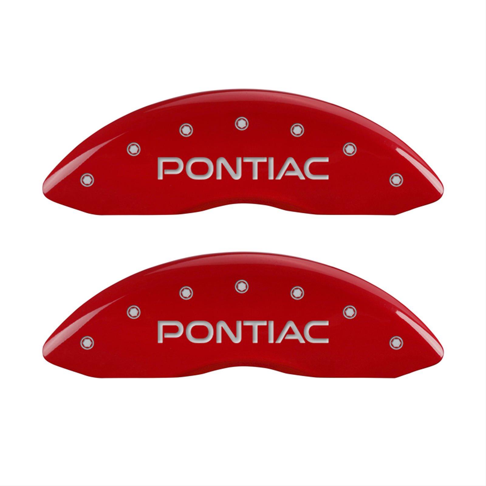 MGP 4 Caliper Covers Engraved Front & Rear Pontiac Red Finish Silver Char 2008 Pontiac G8