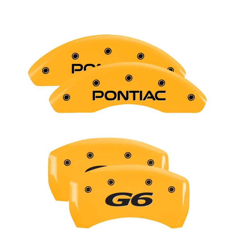 MGP 4 Caliper Covers Engraved Front Pontiac Rear G6 Yellow Finish Black Char 2007 Pontiac G5 thumbnail 3