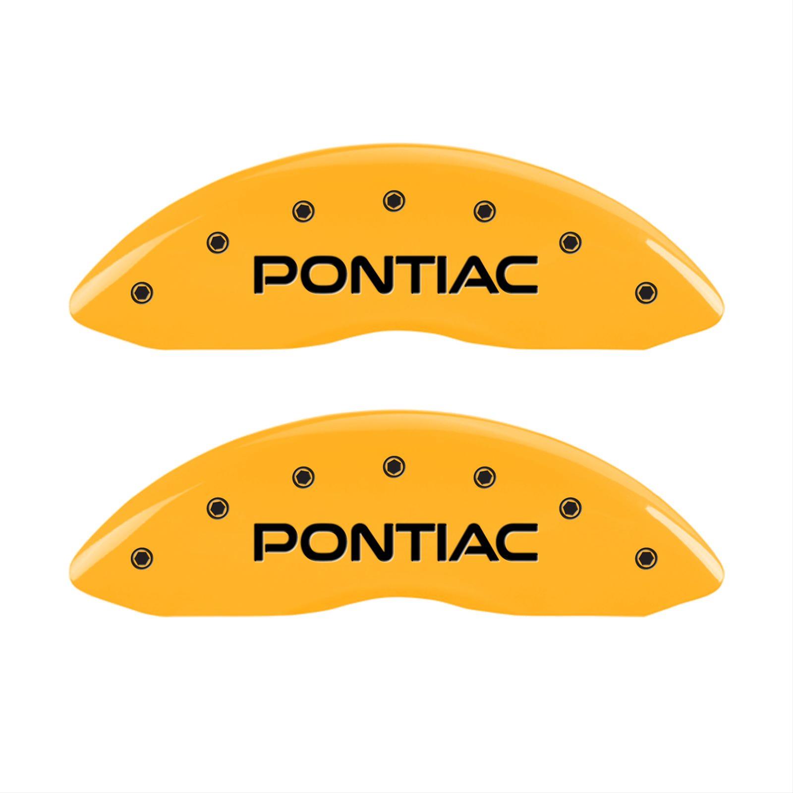 MGP 4 Caliper Covers Engraved Front Pontiac Rear Arrow Yellow Finish Blk Char 05 Pontiac Bonneville