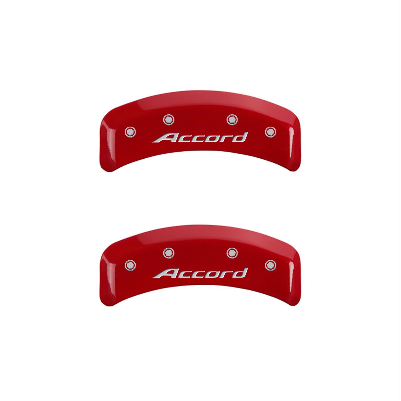MGP 4 Caliper Covers Engraved Front Accord Engraved Rear Accord Red finish silver ch thumbnail 2