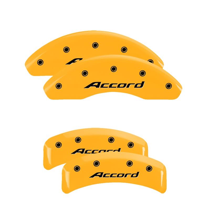 MGP 4 Caliper Covers Engraved Front Accord Engraved Rear Accord Yellow finish black ch thumbnail 3