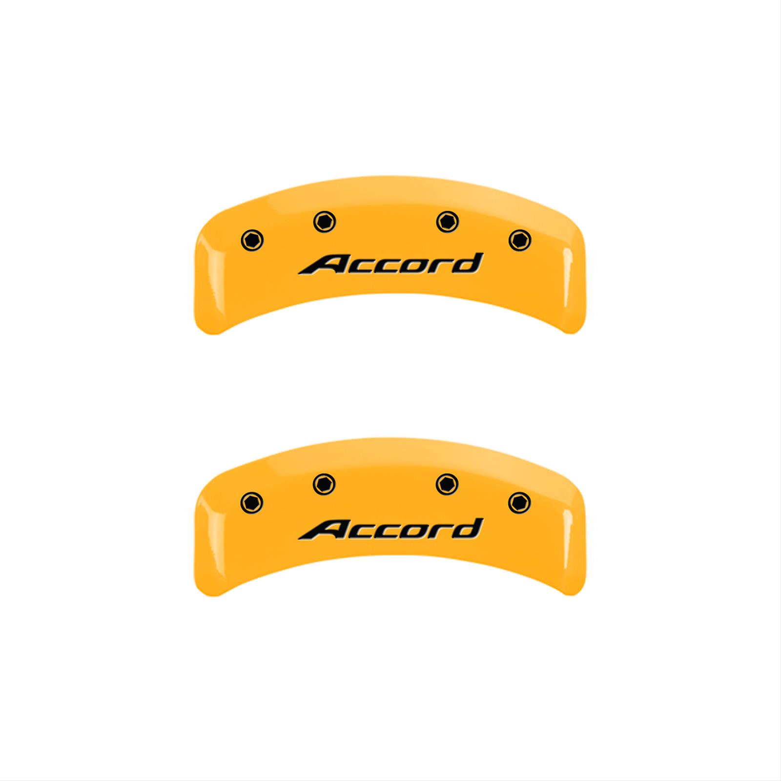 MGP 4 Caliper Covers Engraved Front Accord Engraved Rear Accord Yellow finish black ch