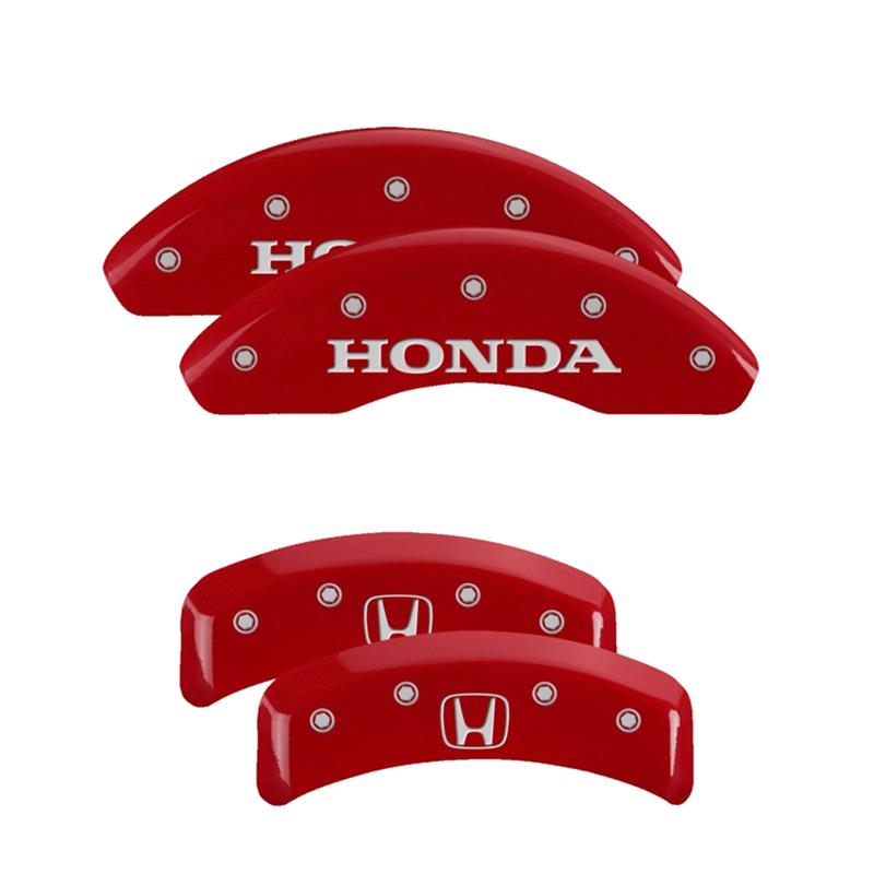 MGP 4 Caliper Covers Engraved Front Honda Engraved Rear H Logo Red finish silver ch thumbnail 3