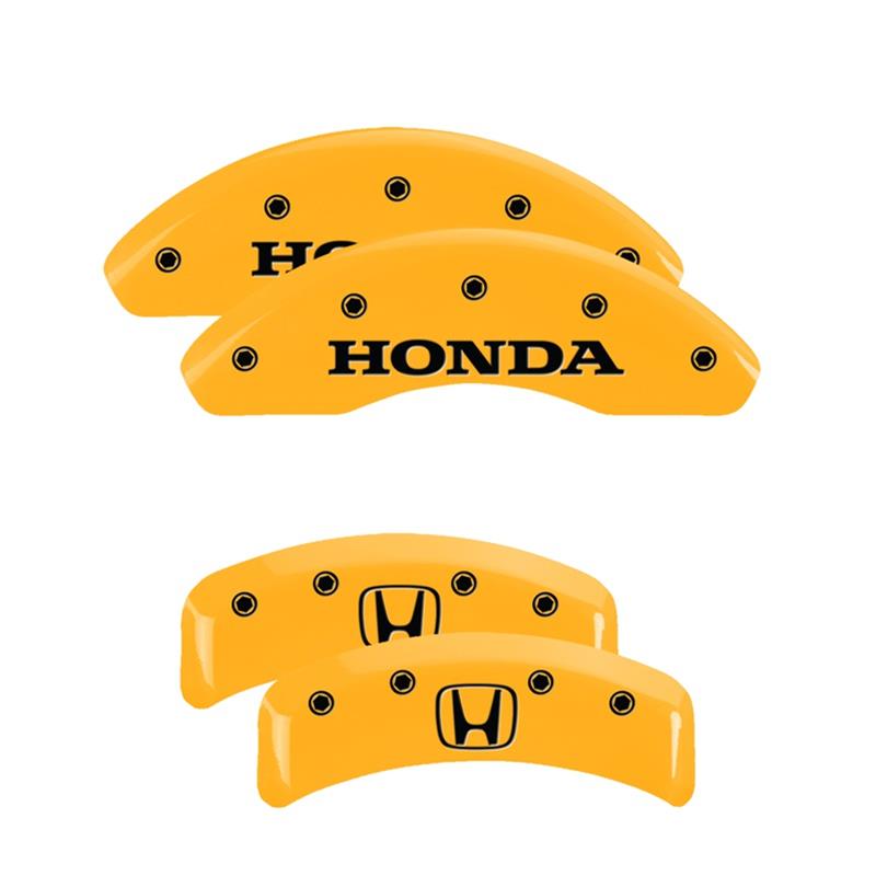 MGP 4 Caliper Covers Engraved Front Honda Engraved Rear H Logo Yellow finish black ch thumbnail 3
