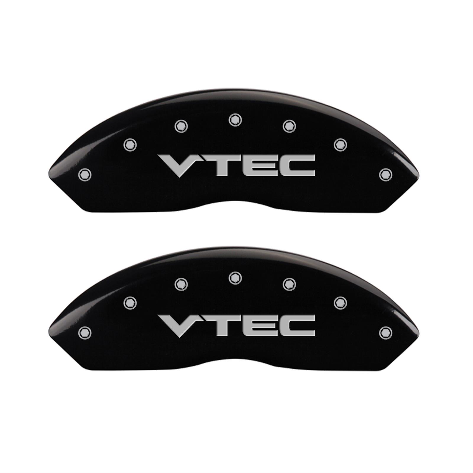 MGP 4 Caliper Covers Engraved Front & Rear Vtech Black finish silver ch