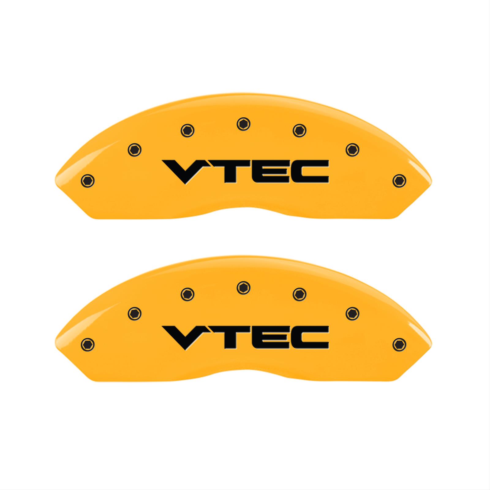 MGP 4 Caliper Covers Engraved Front & Rear Vtech Yellow Finish Black Char 2005 Honda Pilot