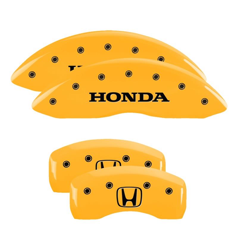 MGP 4 Caliper Covers Engraved Front Honda Engraved Rear H Logo Yellow finish black ch thumbnail 3