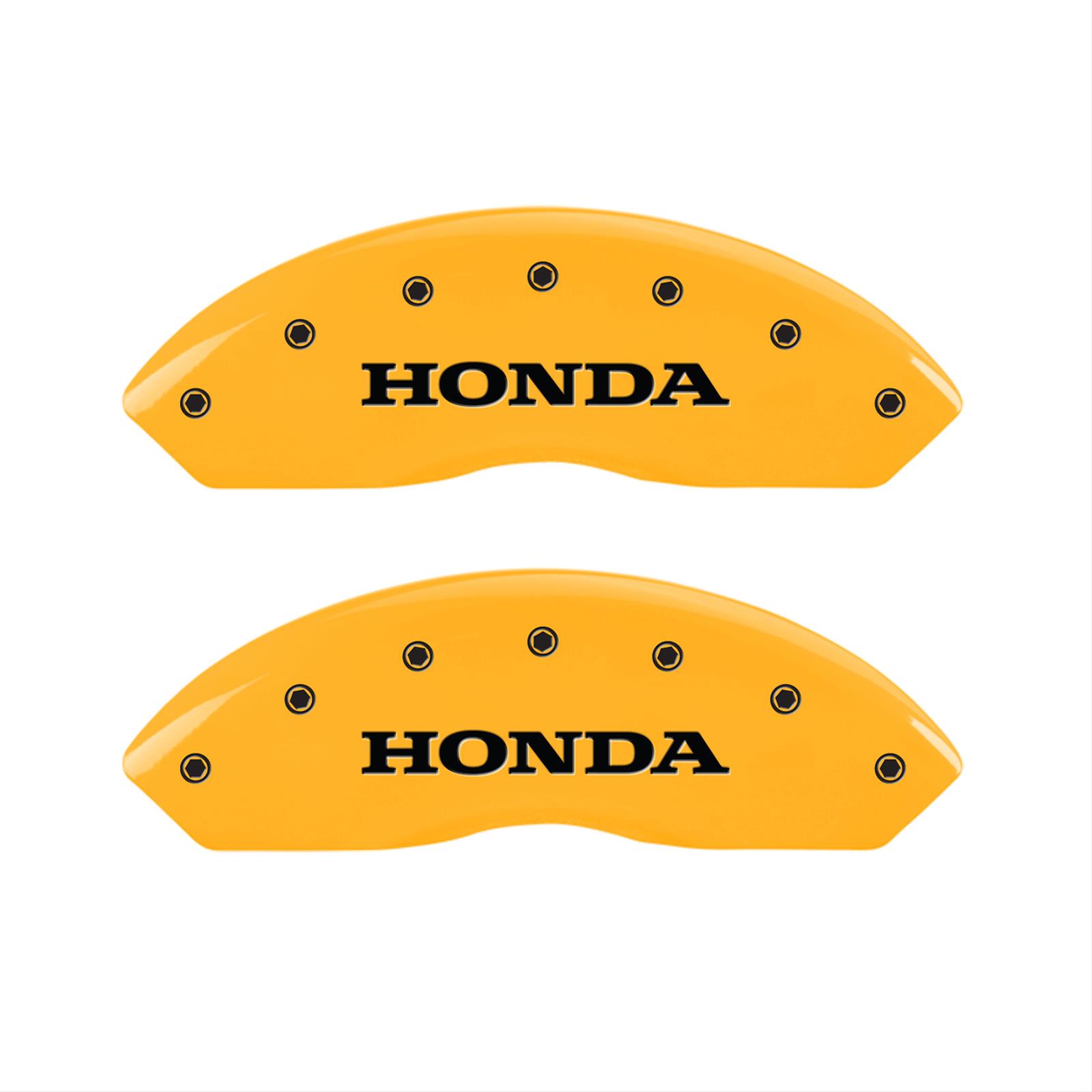 MGP 4 Caliper Covers Engraved Front Honda Engraved Rear Odyssey Yellow finish black ch thumbnail 2