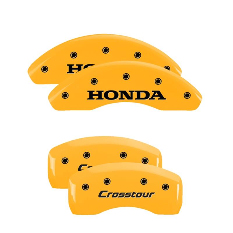 MGP 4 Caliper Covers Engraved Front Honda Engraved Rear Crosstour Yellow finish black ch thumbnail 3