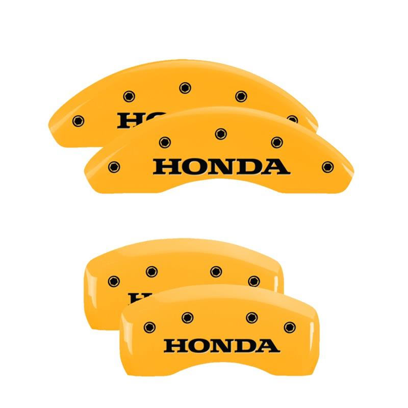 MGP 4 Caliper Covers Engraved Front & Rear Honda Yellow finish black ch thumbnail 3