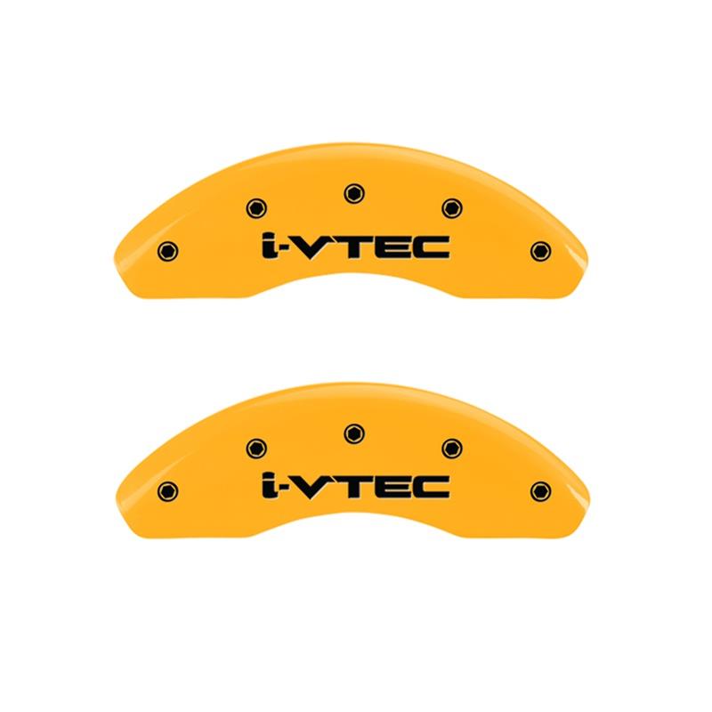 MGP Front set 2 Caliper Covers Engraved Front i-Vtec Yellow finish black ch thumbnail 2