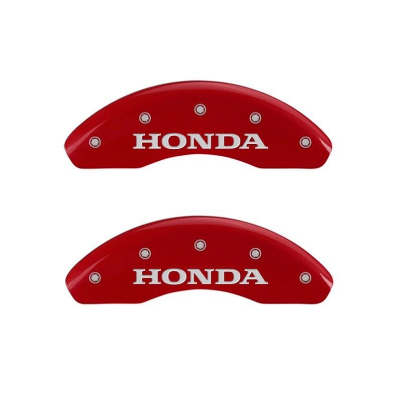 MGP Front set 2 Caliper Covers Engraved Front Honda Red finish silver ch thumbnail 2