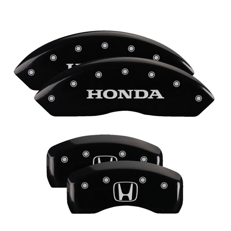 MGP 4 Caliper Covers Engraved Front Honda Engraved Rear H Logo Black finish silver ch thumbnail 3