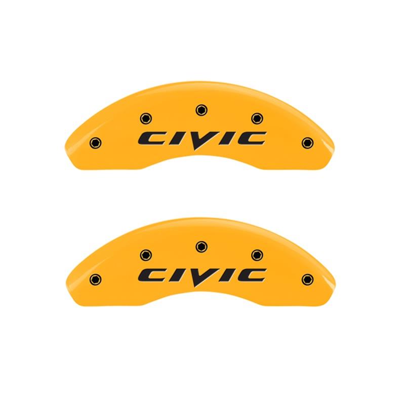 MGP Front set 2 Caliper Covers Engraved Front 2015/Civic Yellow finish black ch thumbnail 2