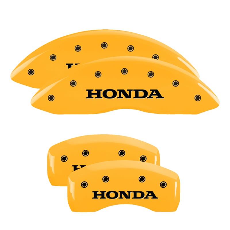 MGP 4 Caliper Covers Engraved Front & Rear Honda Yellow finish black ch thumbnail 3