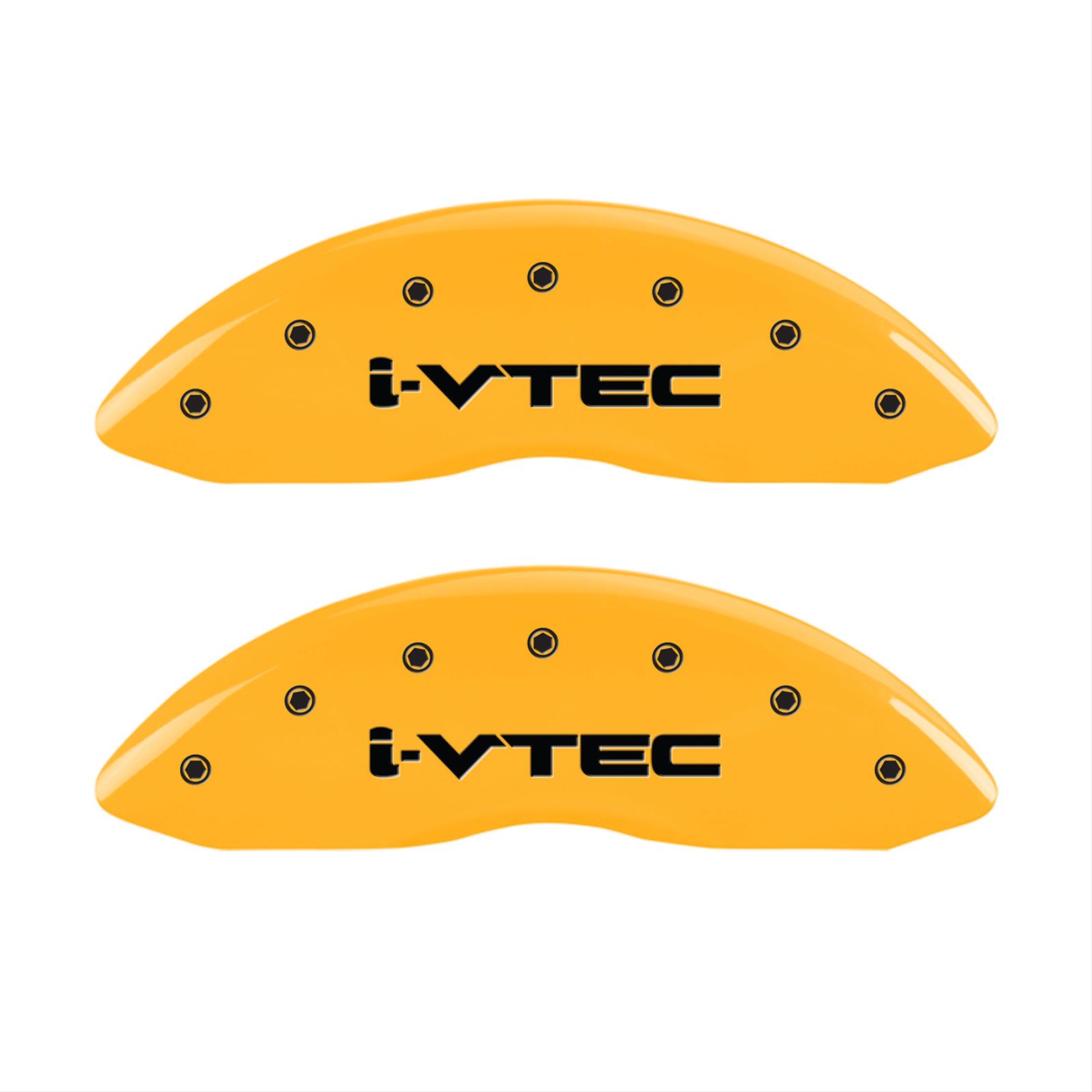 MGP 4 Caliper Covers Engraved Front & Rear i-Vtec Yellow finish black ch