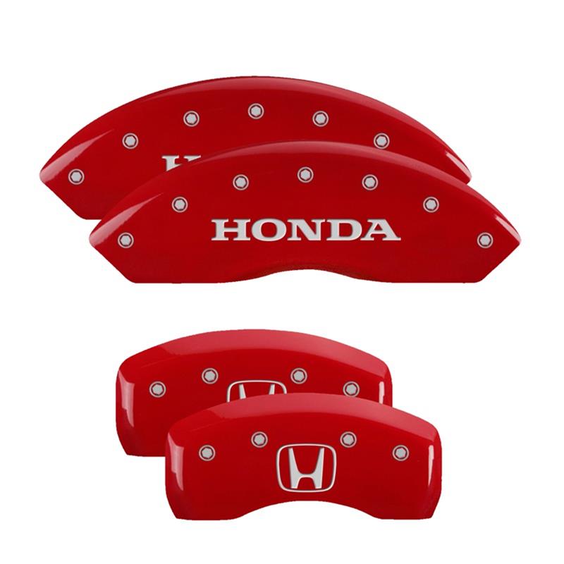 MGP Caliper Covers - Brake for 2003-2008 PILOT 20216SCLCRD Set Of 4 Classic Covers, Red Powder Coat Finish