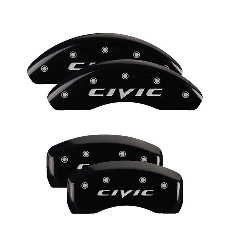 MGP 4 Caliper Covers Engraved Front & Rear MGP Yellow Finish Black Char 2007 Honda Civic