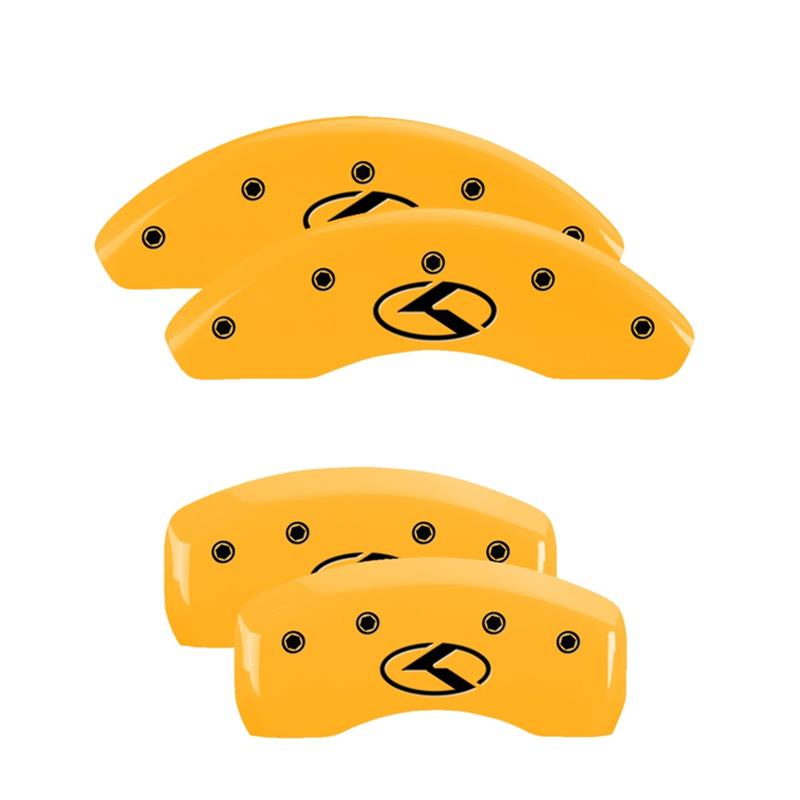 MGP 4 Caliper Covers Engraved Front & Rear Circle K/Kia Yellow finish black ch thumbnail 3