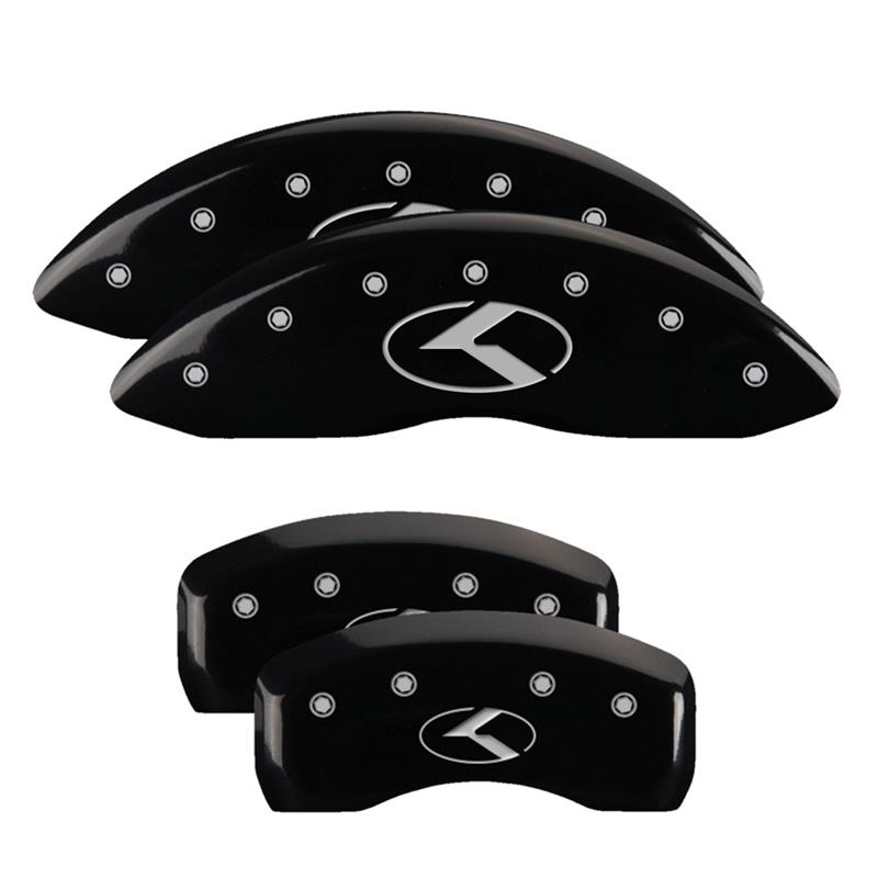 MGP 4 Caliper Covers Engraved Front & Rear Circle K/Kia Black finish silver ch thumbnail 3