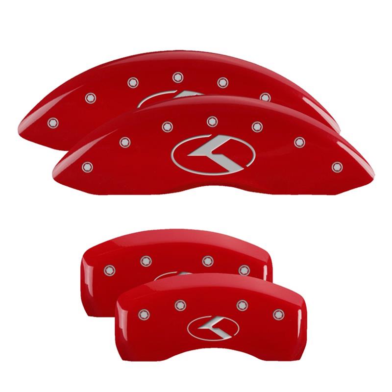 MGP 4 Caliper Covers Engraved Front & Rear Circle K/Kia Red finish silver ch thumbnail 3
