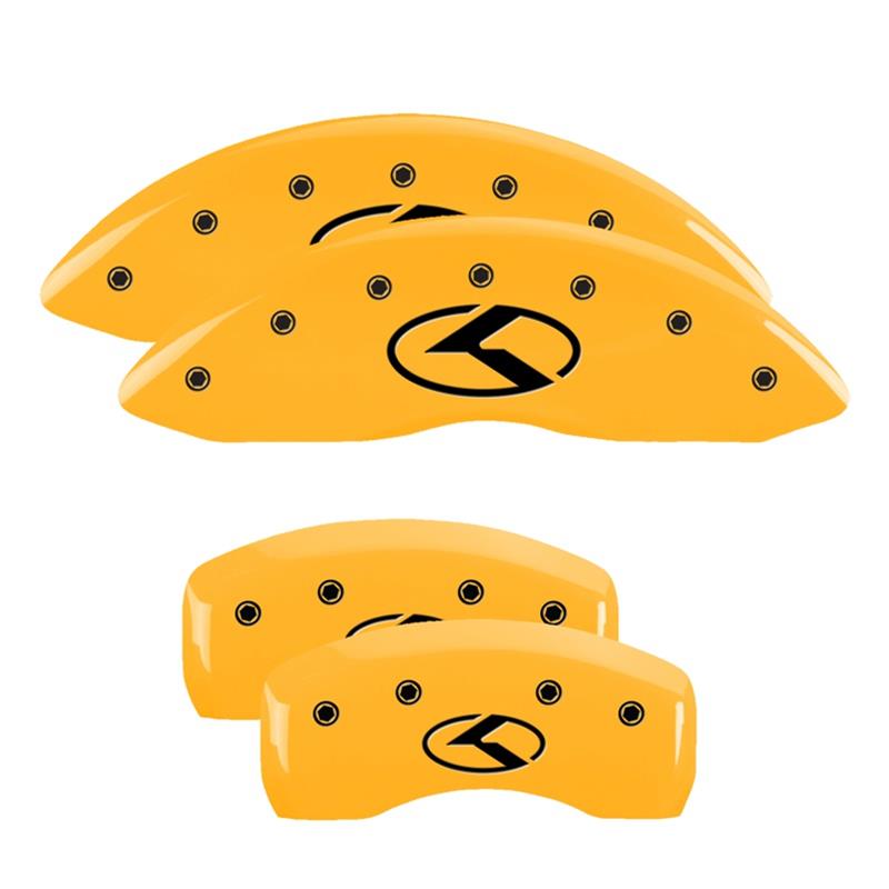 MGP 4 Caliper Covers Engraved Front & Rear Circle K/Kia Yellow finish black ch thumbnail 3