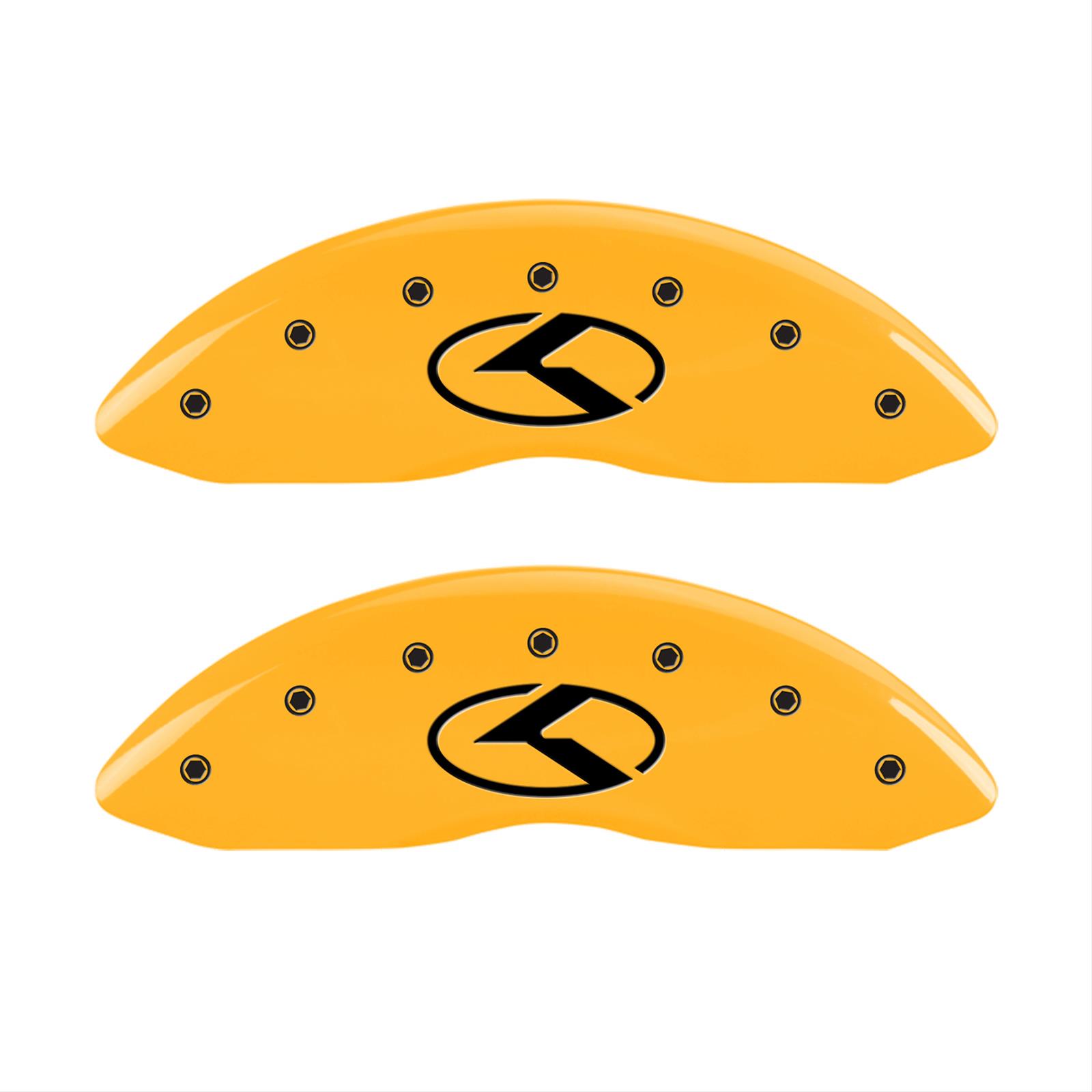 MGP 4 Caliper Covers Engraved Front & Rear Circle K/Kia Yellow finish black ch