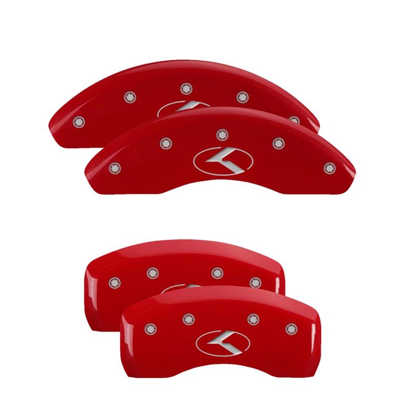 MGP 4 Caliper Covers Engraved Front & Rear Circle K/Kia Red finish silver ch thumbnail 3