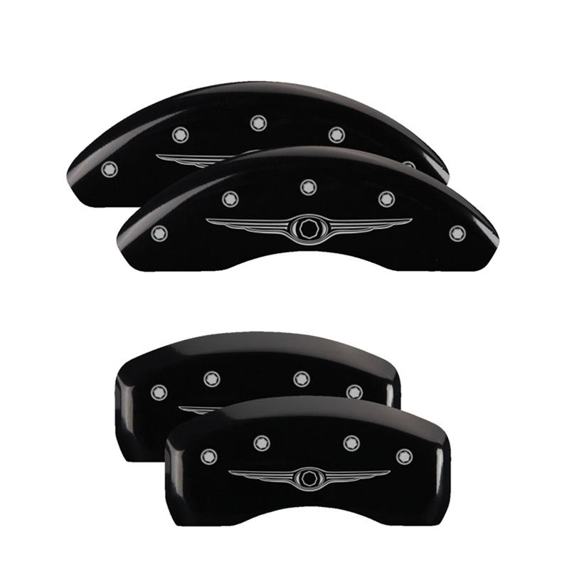 MGP 4 Caliper Covers Engraved Front & Rear Style 1/Chrysler Wing Black finish silver ch thumbnail 3