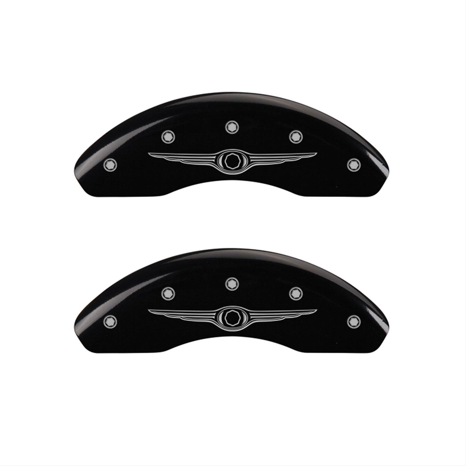 MGP 4 Caliper Covers Engraved Front & Rear Style 1/Chrysler Wing Black finish silver ch thumbnail 2