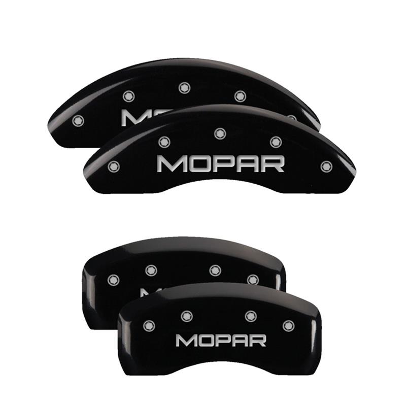 MGP 4 Caliper Covers Engraved Front & Rear MOPAR Black finish silver ch thumbnail 3