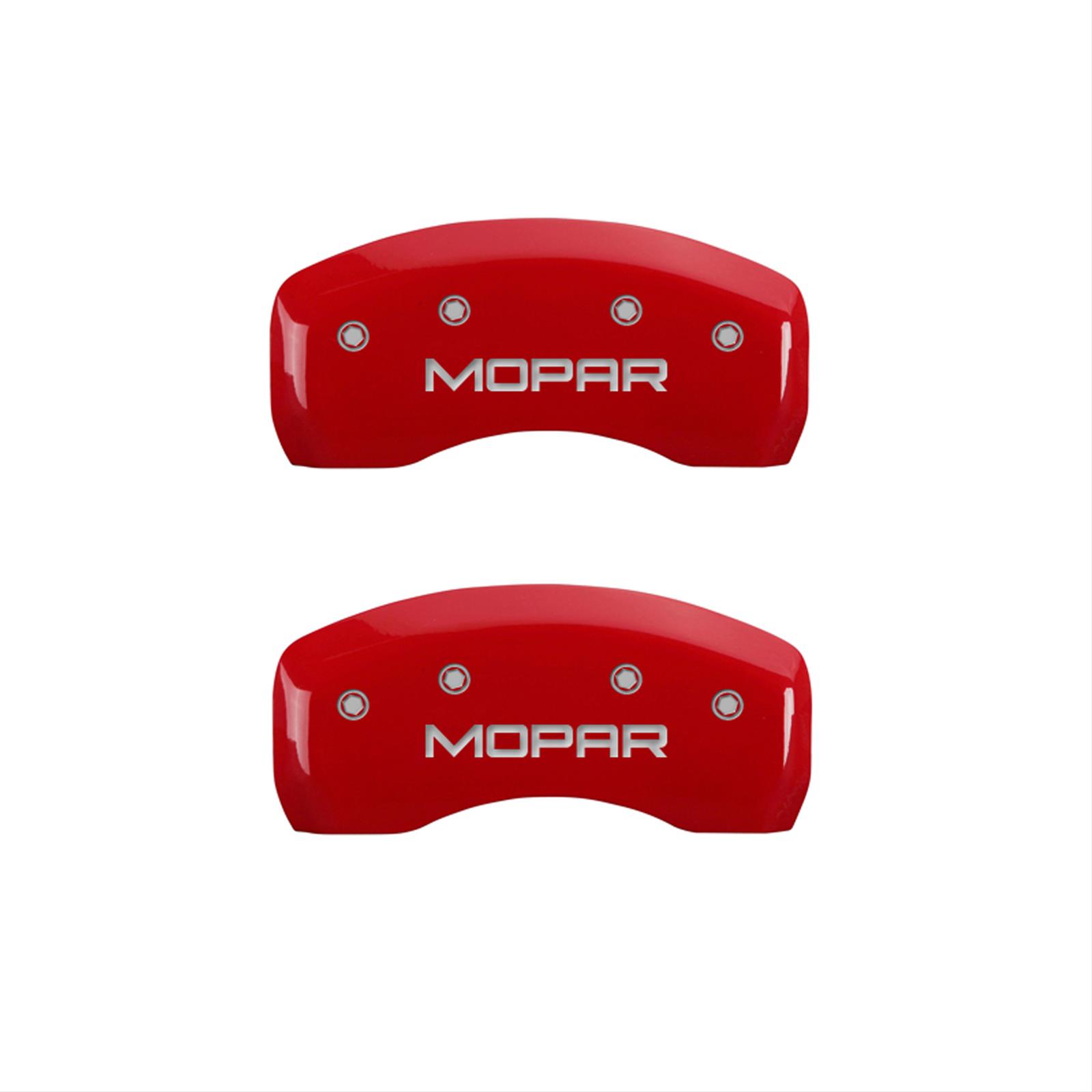MGP 4 Caliper Covers Engraved Front & Rear MOPAR Red finish silver ch thumbnail 2