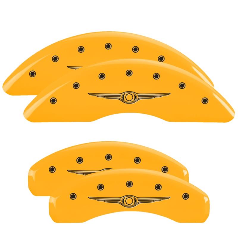 MGP 4 Caliper Covers Engraved F & R Chrysler Wing Yellow Finish Black Char 2004 Chrysler Pacifica thumbnail 3