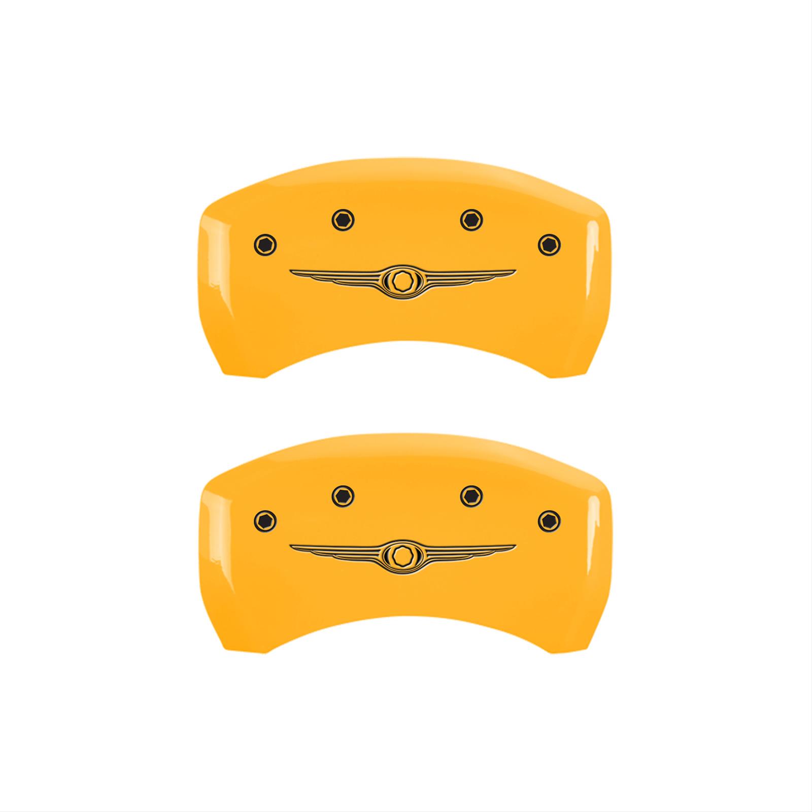 MGP 4 Caliper Covers Engraved F & R Chrysler Wing Yellow Finish Black Char 2007 Chrysler Crossfire thumbnail 2