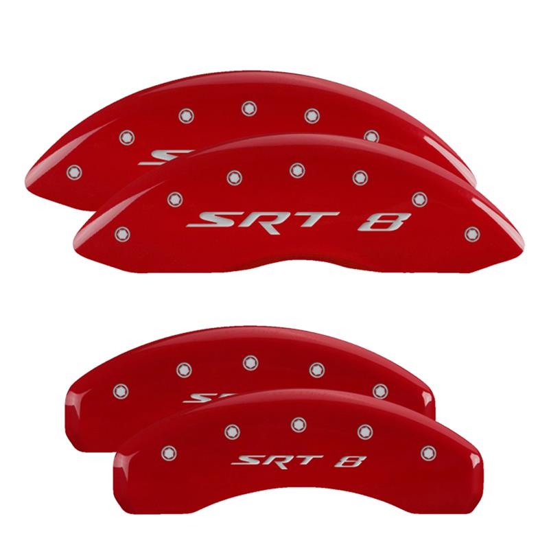 MGP 4 Caliper Covers Engraved Front & Rear SRT8 Red finish silver ch thumbnail 3