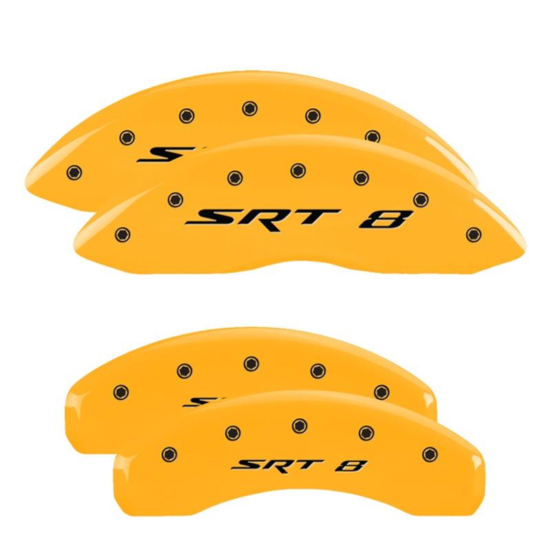 MGP 4 Caliper Covers Engraved Front & Rear SRT8 Yellow finish black ch thumbnail 3