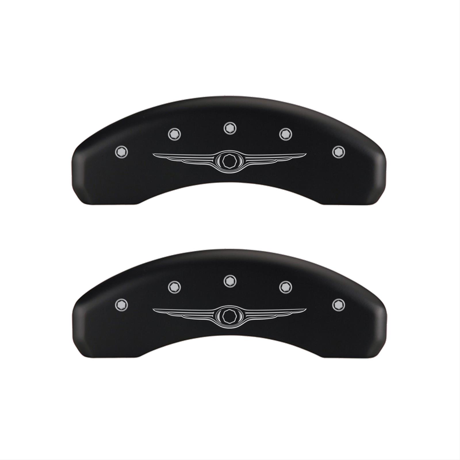 MGP 4 Caliper Covers Engraved Front & Rear Style 1/Chrysler Wing Black finish silver ch thumbnail 2