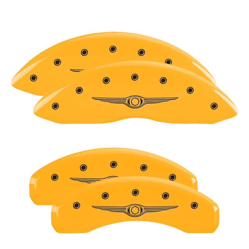MGP 4 Caliper Covers Engraved F & R Chrysler Wing Yellow Finish Black Char 2009 Chrysler Aspen thumbnail 3