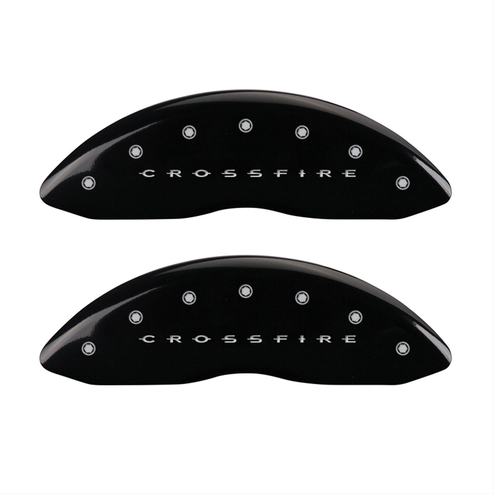 MGP 4 Caliper Covers Engraved Front & Rear Crossfire Black finish silver ch