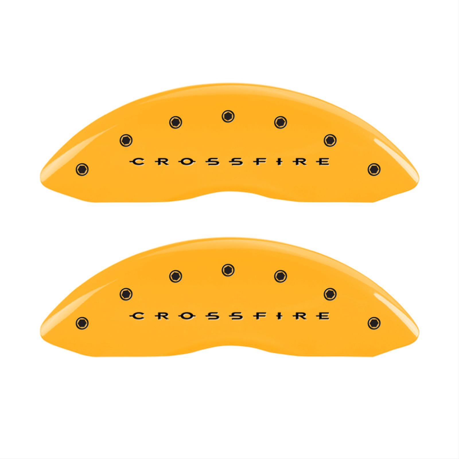 MGP 4 Caliper Covers Engraved F & R Crossfire Yellow Finish Black Char 2005 Chrysler Crossfire