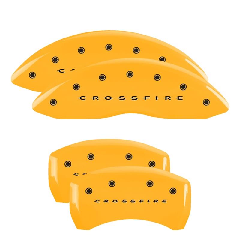 MGP 4 Caliper Covers Engraved F & R Crossfire Yellow Finish Black Char 2005 Chrysler Crossfire thumbnail 3