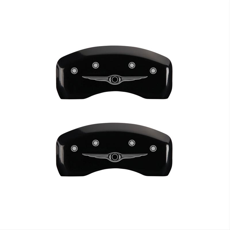 MGP 4 Caliper Covers Engraved Front & Rear Style 1/Chrysler Wing Black finish silver ch thumbnail 5