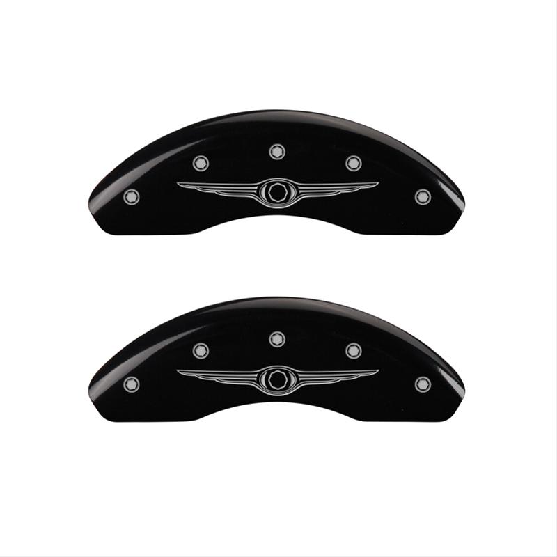 MGP 4 Caliper Covers Engraved Front & Rear Style 1/Chrysler Wing Black finish silver ch thumbnail 4