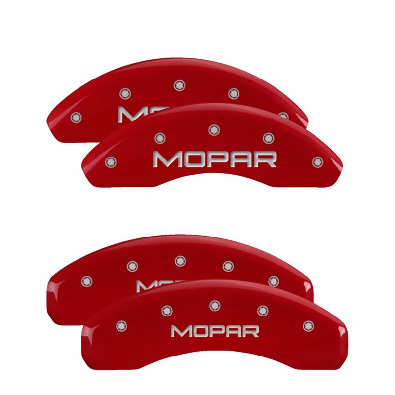 MGP 4 Caliper Covers Engraved Front & Rear MOPAR Red finish silver ch thumbnail 3
