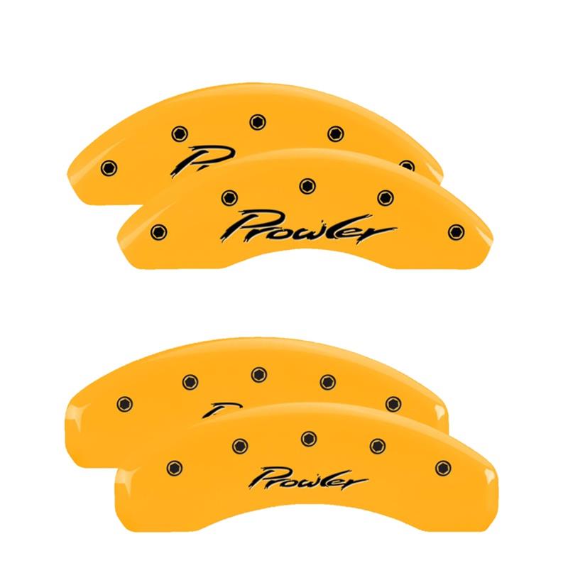 MGP 4 Caliper Covers Engraved Front & Rear 97-02 Chrysler Prowler Yellow Finish Black Prowler Logo thumbnail 3