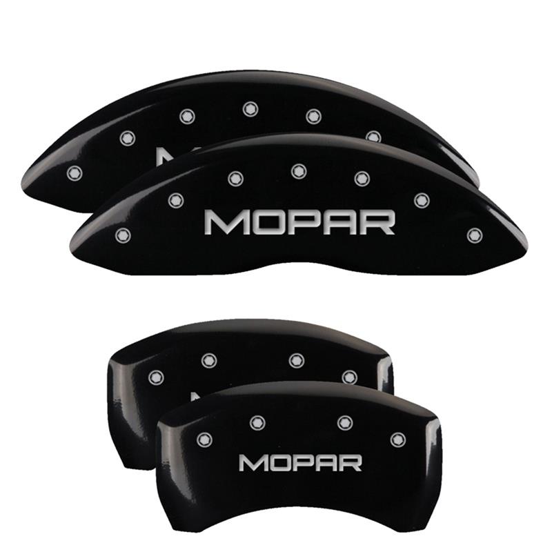 MGP 4 Caliper Covers Engraved Front & Rear MOPAR Black finish silver ch thumbnail 2