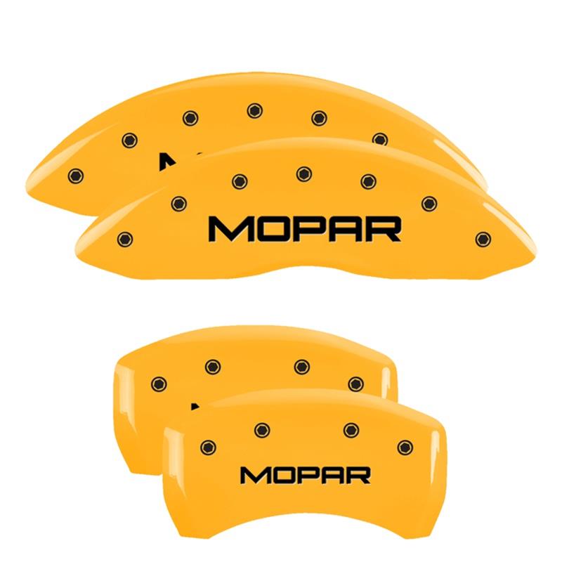 MGP 4 Caliper Covers Engraved Front & Rear MOPAR Yellow finish black ch thumbnail 3