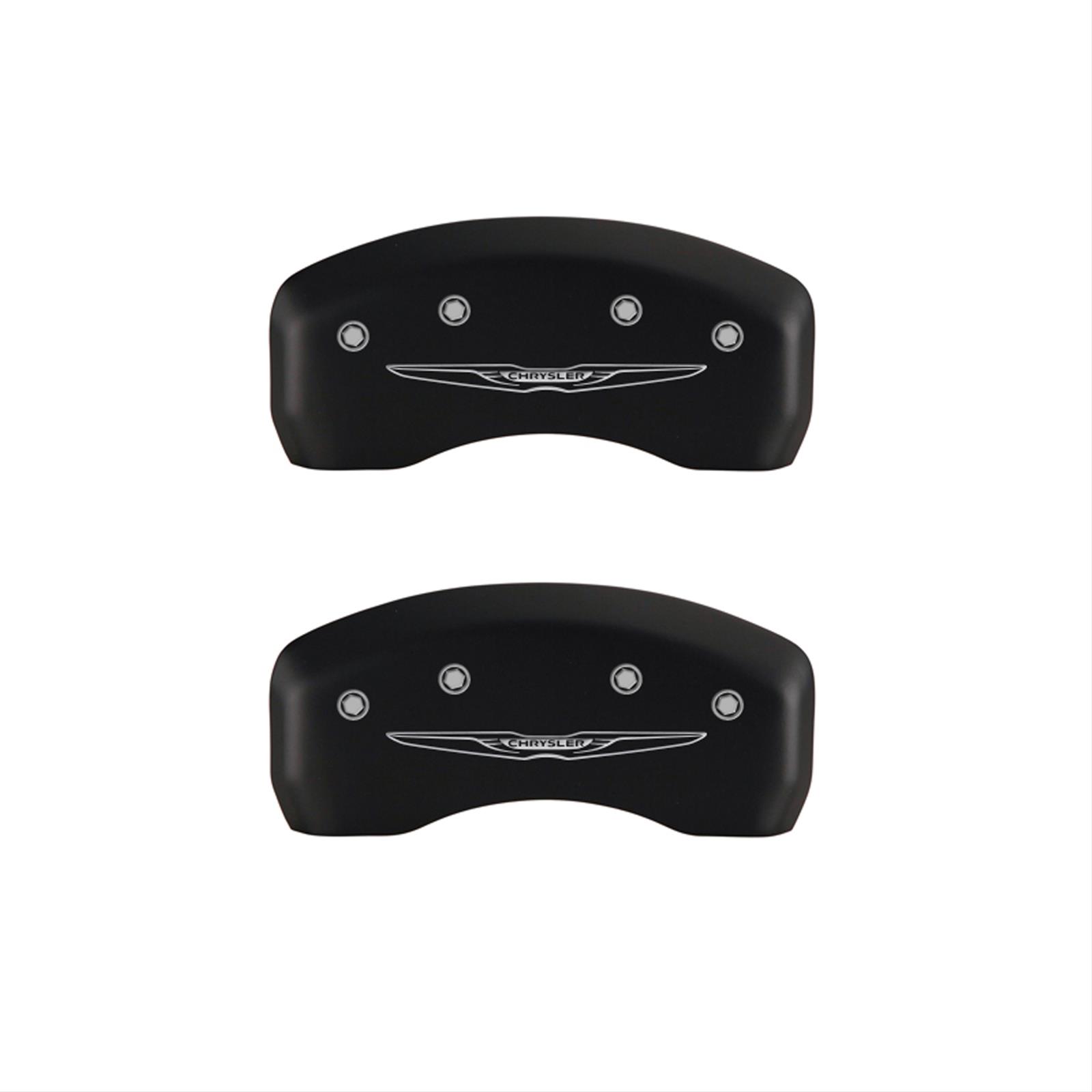 MGP 4 Caliper Covers Engraved Front & Rear Style 2/Chrysler Wing Black finish silver ch