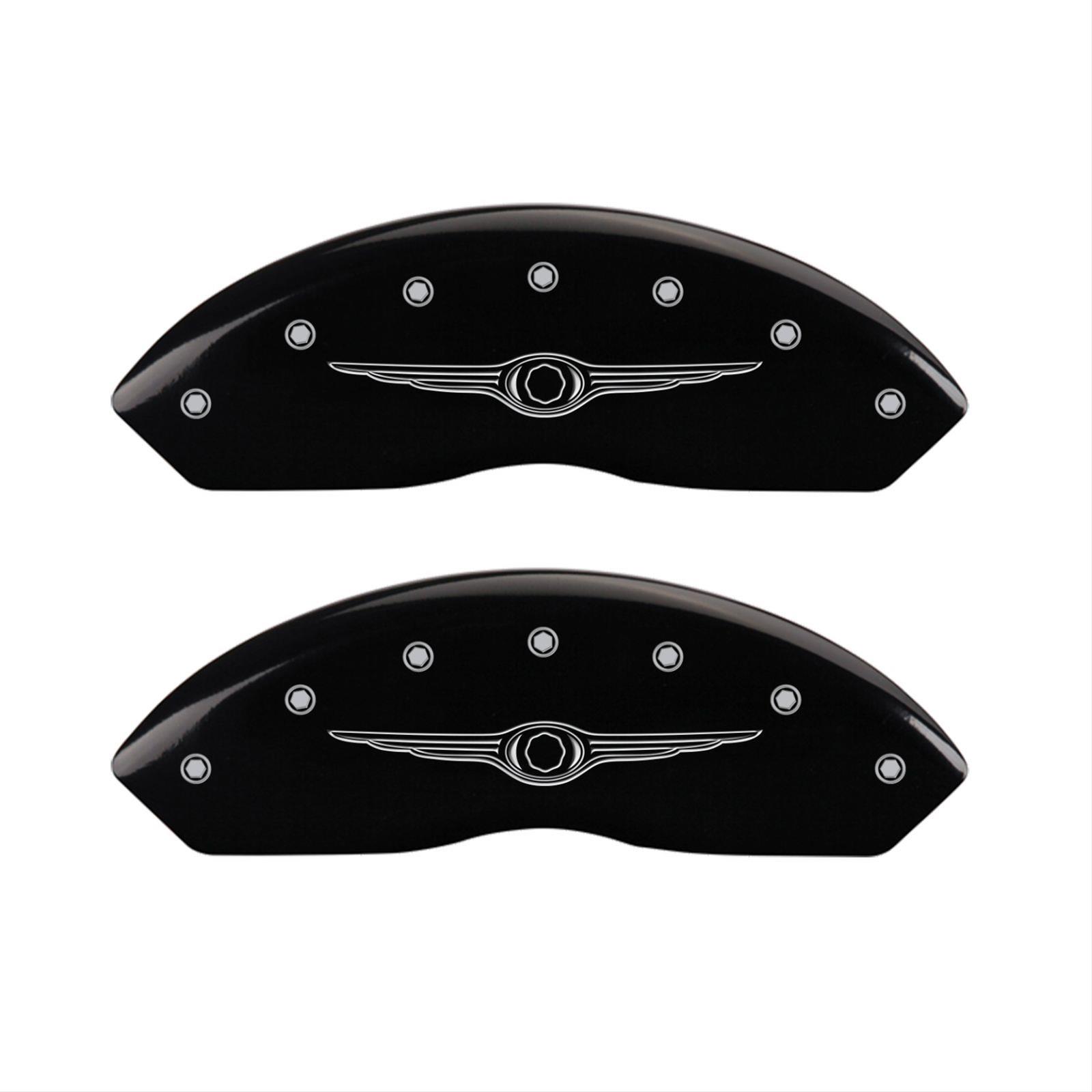 MGP 4 Caliper Covers Engraved Front & Rear Style 1/Chrysler Wing Black finish silver ch thumbnail 2
